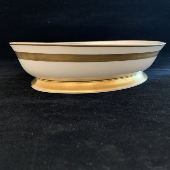 Flintridge China Huntington Oval Serving Bowl 9.75" Gold Band California MCM Vtg - Picture 5 of 9